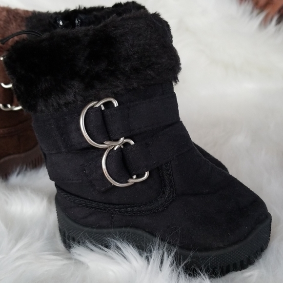 👣Shoe Box Trading Black Two Buckle Boot length measurement approx 5" long exte - Picture 5 of 12